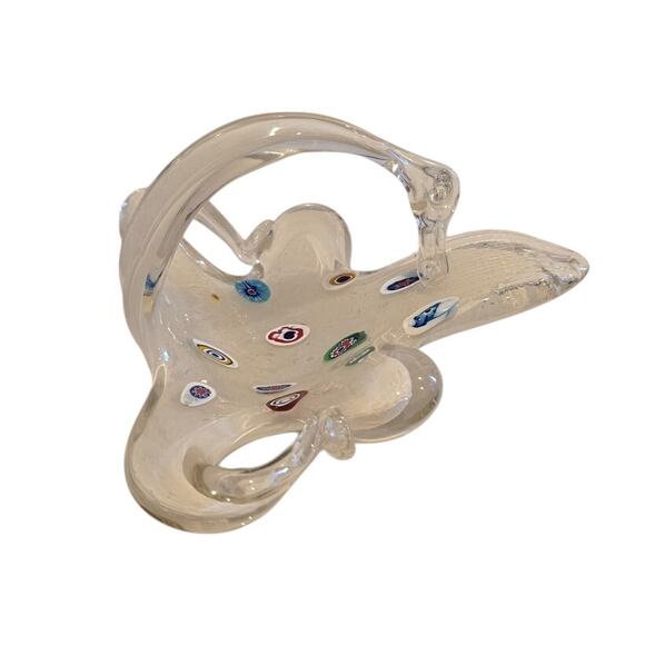 Made In Italy Murano Millefiori Swan Hand Blown Art Decor Basket Trinket Dish - Picture 9 of 9